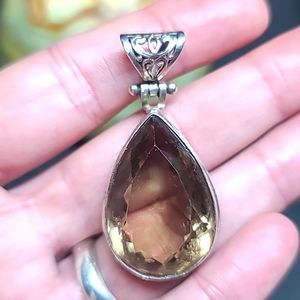 Smoky quartz STERLING Pendant SUPER DISCOUNTED Large Stone NEPAL Necklace